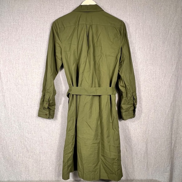 J. Crew Re-imagined Button Down Belted Shirt Dress 10 Hunter Green Transition - Picture 5 of 10